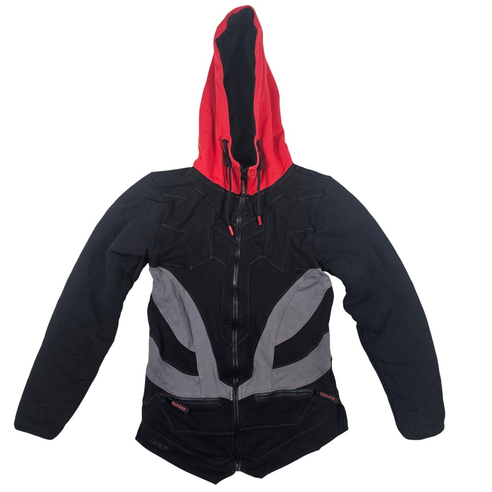 SuperX‎ Miles Morales Spider-Verse Performance Full Zip Hoodie Black Red Small